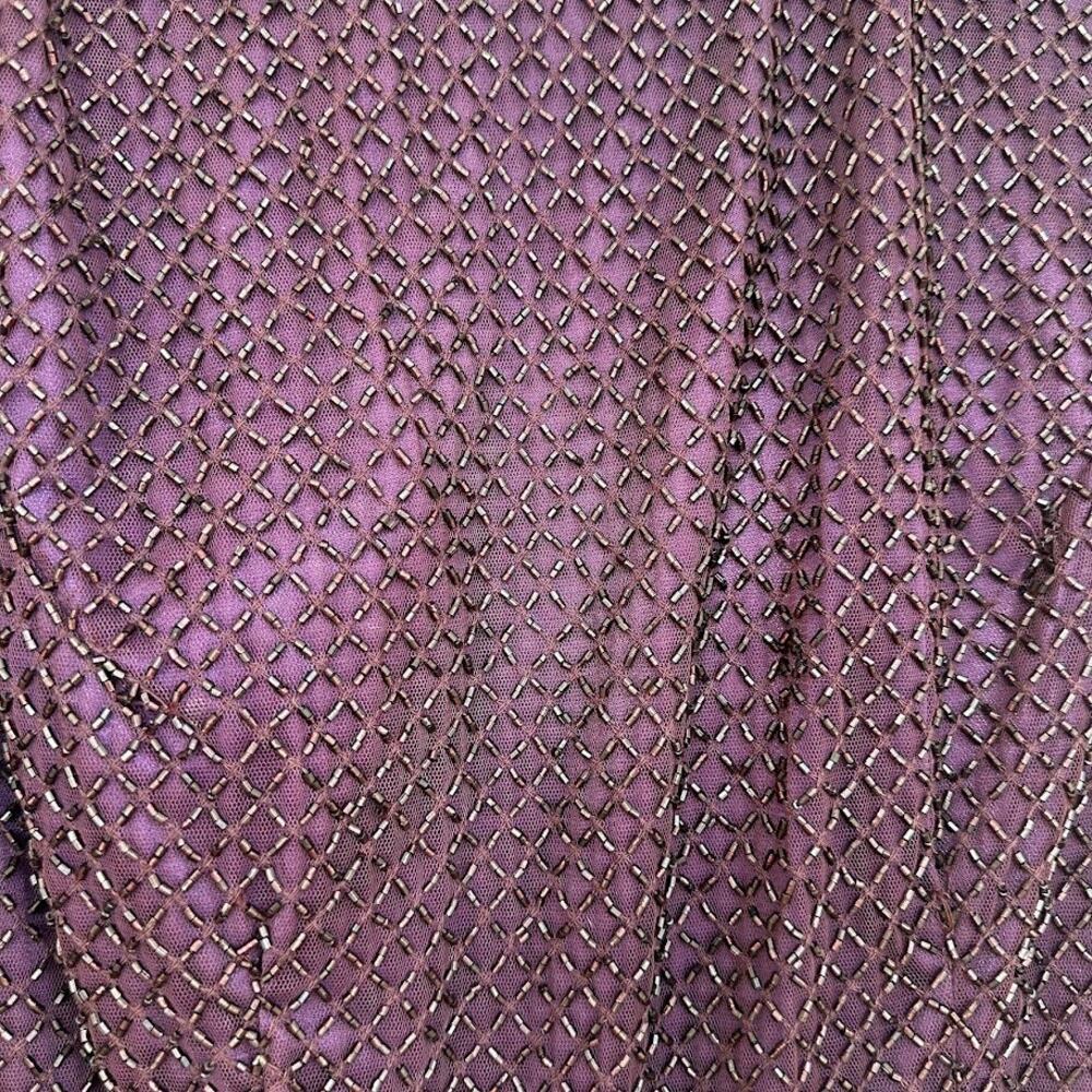 Mac Duggal Bugle Bead Long Sleeve Midi Dress – Eggplant Purple – Size 10 – NWOT - Picture 6 of 15